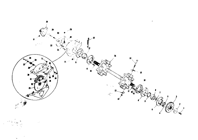 Parts Diagram for Arctic Cat 1974 VIP 440 SNOWMOBILE TRACK DRIVE AND BRAKE