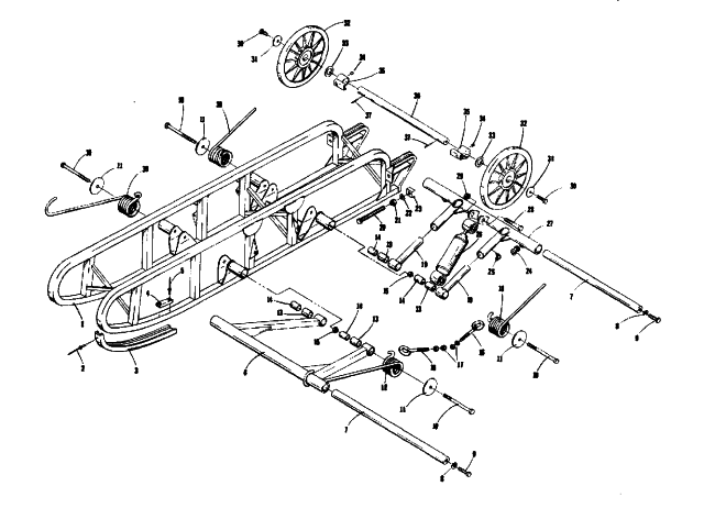 Parts Diagram for Arctic Cat 1974 VIP 440 SNOWMOBILE UNDERCARRIAGE