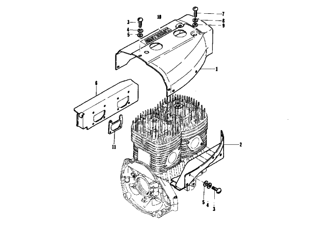 Parts Diagram for Arctic Cat 1974 VIP 440 SNOWMOBILE CYLINDER COVER