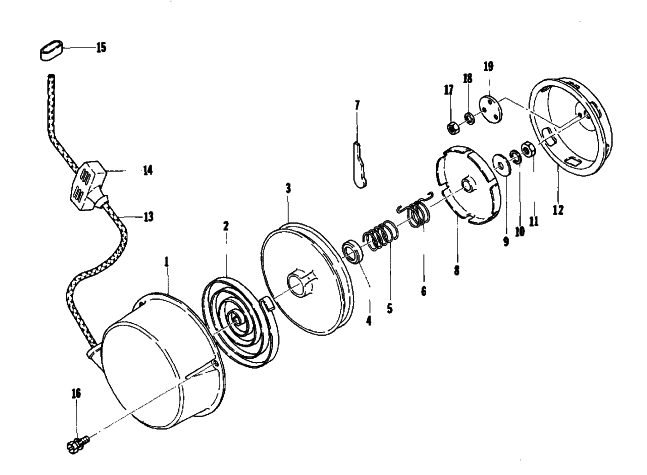 Parts Diagram for Arctic Cat 1974 VIP 440 SNOWMOBILE RECOIL STARTER