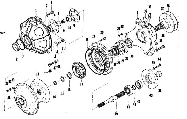 Parts Diagram for Arctic Cat 1974 VIP 440 SNOWMOBILE TORQUE CONVERTER