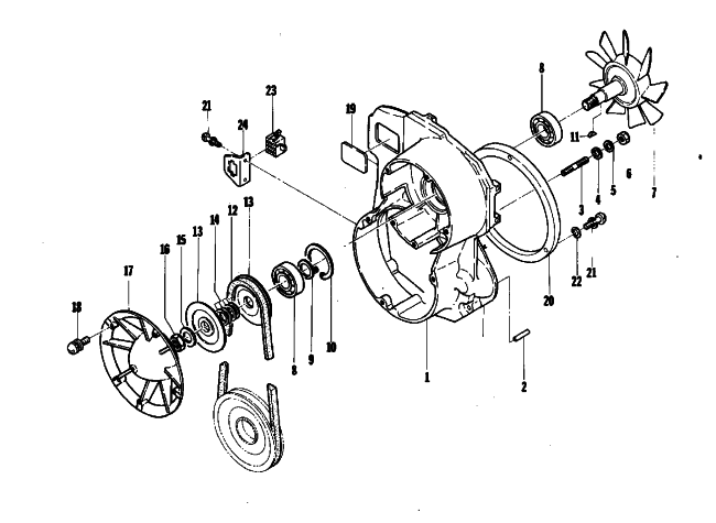 Parts Diagram for Arctic Cat 1974 CHEETAH 340 SNOWMOBILE FAN
