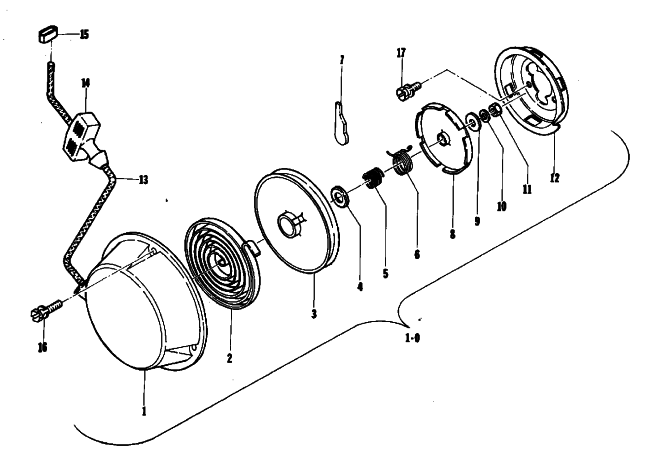 Parts Diagram for Arctic Cat 1974 CHEETAH 340 SNOWMOBILE RECOIL STARTER