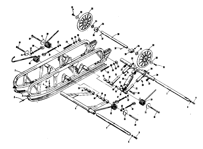 Parts Diagram for Arctic Cat 1974 CHEETAH 440 SNOWMOBILE UNDERCARRIAGE