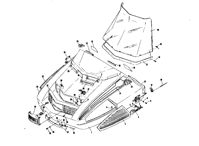 Parts Diagram for Arctic Cat 1974 CHEETAH 340 SNOWMOBILE HOOD