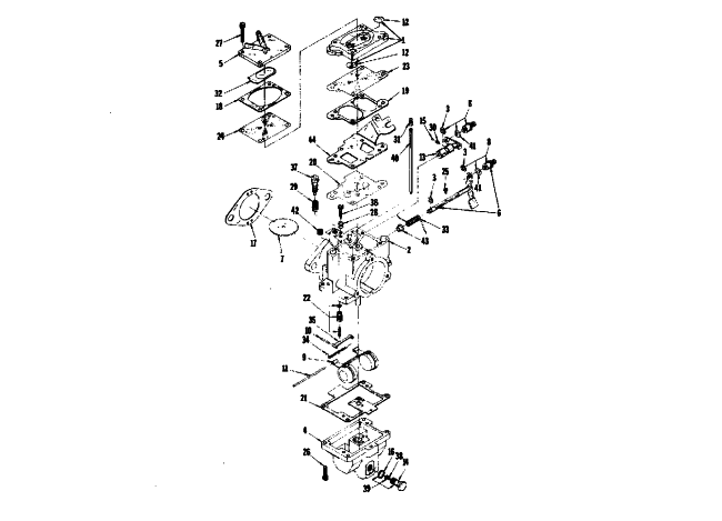 Parts Diagram for Arctic Cat 1974 PANTHER 340 SNOWMOBILE CARBURETOR