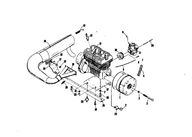 Parts Diagram for Arctic Cat 1974 EL TIGRE 400 SNOWMOBILE ENGINE MOUNTING PARTS