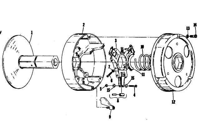 Parts Diagram for Arctic Cat 1974 EL TIGRE 295 SNOWMOBILE DRIVE CLUTCH
