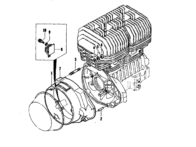 Parts Diagram for Arctic Cat 1974 EL TIGRE 295 SNOWMOBILE MAGNETO COVER
