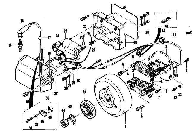 Parts Diagram for Arctic Cat 1974 EL TIGRE 295 SNOWMOBILE CD IGNITION SYSTEM