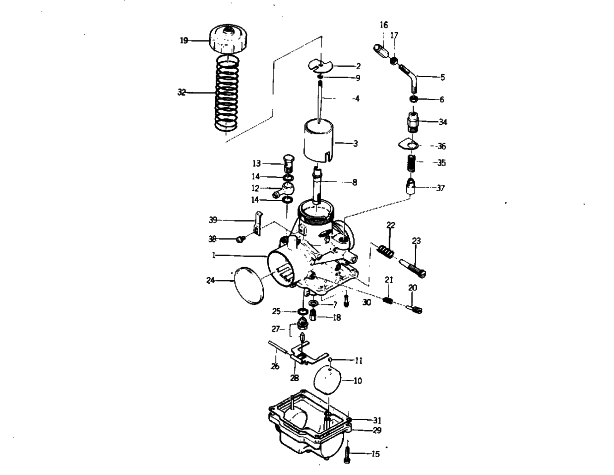 Parts Diagram for Arctic Cat 1974 EL TIGRE 340 SNOWMOBILE CARBURETOR