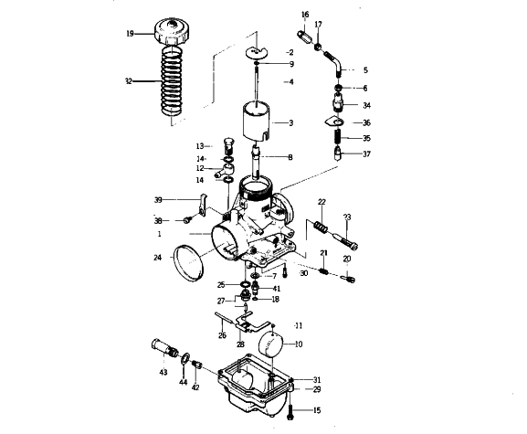 Parts Diagram for Arctic Cat 1974 EL TIGRE 400 SNOWMOBILE CARBURETOR
