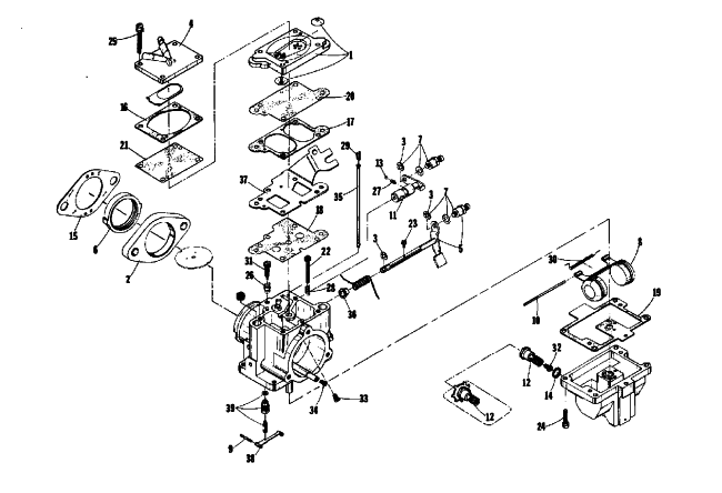 Parts Diagram for Arctic Cat 1975 PANTHER 440 SNOWMOBILE CARBURETOR WF-7