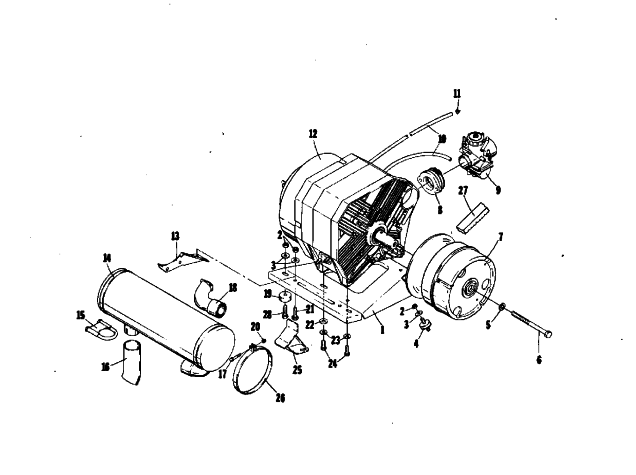 Parts Diagram for Arctic Cat 1975 CHEETAH (Wankel) SNOWMOBILE ENGINE MOUNTING PARTS
