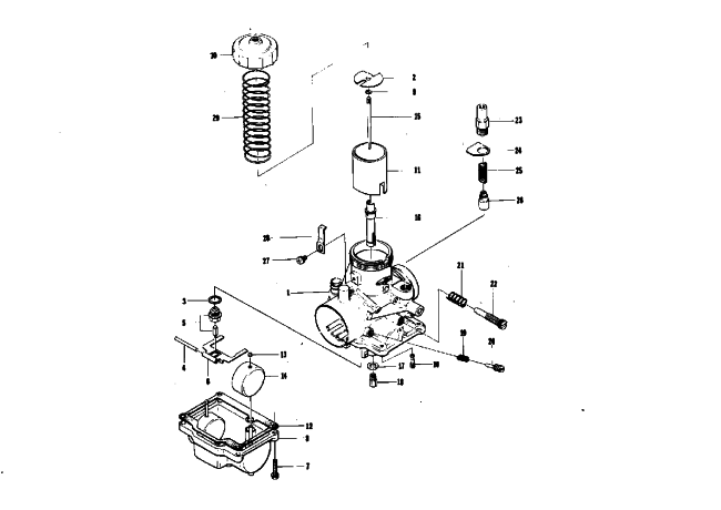 Parts Diagram for Arctic Cat 1975 CHEETAH (Wankel) SNOWMOBILE CARBURETOR VM 30-77