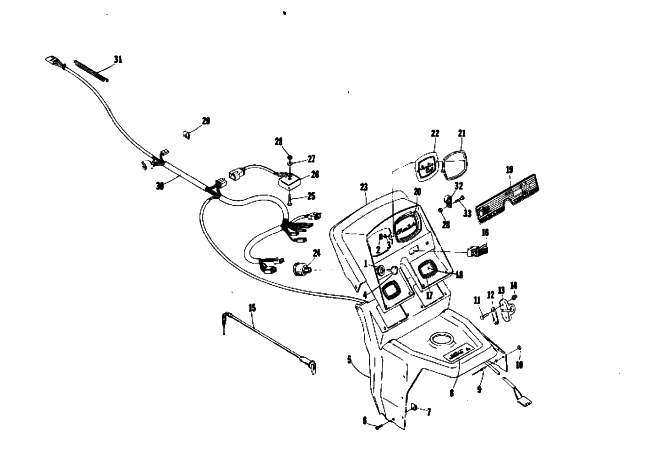 Parts Diagram for Arctic Cat 1975 CHEETAH (Wankel) SNOWMOBILE CONSOLE AND WIRING