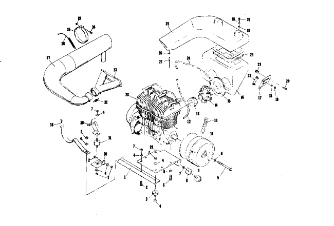 Parts Diagram for Arctic Cat 1975 EL TIGRE 340 SNOWMOBILE ENGINE MOUNTING PARTS
