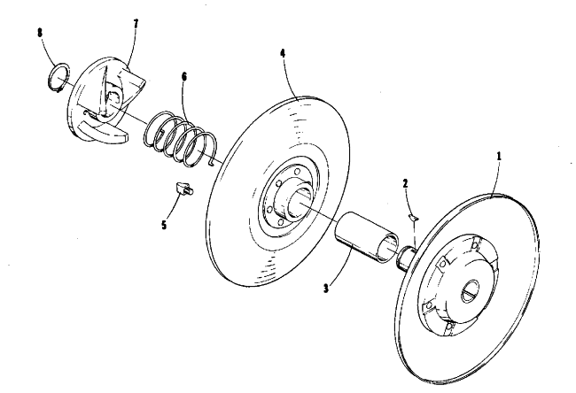 Parts Diagram for Arctic Cat 1975 JAG 340 SNOWMOBILE DRIVEN CLUTCH