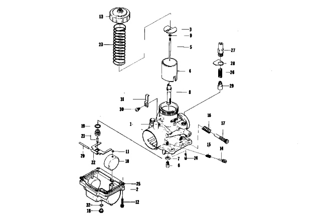 Parts Diagram for Arctic Cat 1975 EL TIGRE 340 SNOWMOBILE CARBURETOR