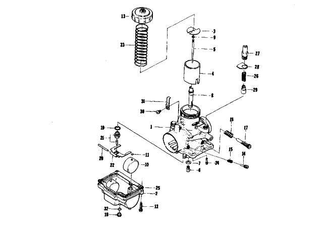 Parts Diagram for Arctic Cat 1975 EL TIGRE 440 SNOWMOBILE CARBURETOR