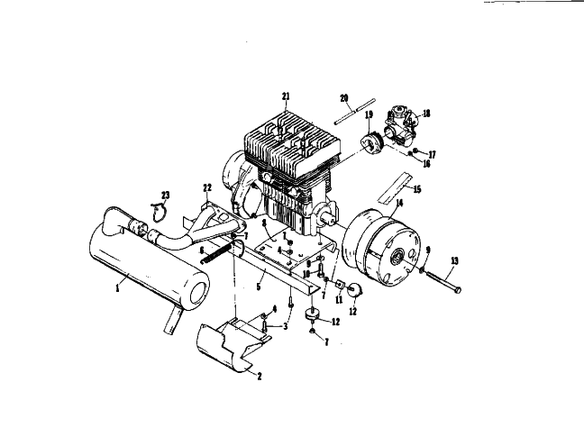 Parts Diagram for Arctic Cat 1975 JAG 340 SNOWMOBILE ENGINE AND RELATED PARTS