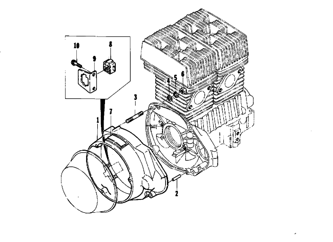 Parts Diagram for Arctic Cat 1975 JAG 340 SNOWMOBILE MAGNETO COVER