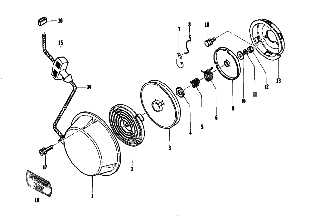 Parts Diagram for Arctic Cat 1975 CHEETAH 440 SNOWMOBILE RECOIL STARTER