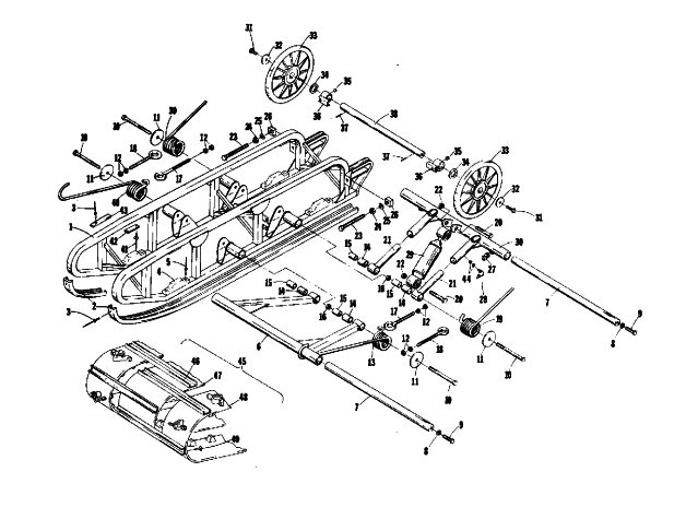 Parts Diagram for Arctic Cat 1975 JAG 340 SNOWMOBILE UNDERCARRIAGE AND TRACK