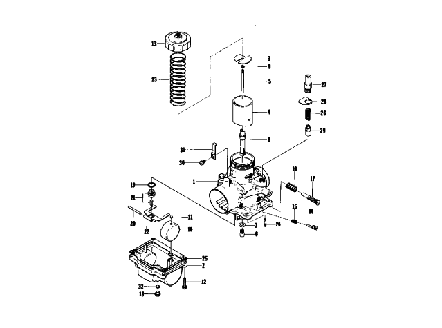 Parts Diagram for Arctic Cat 1975 EL TIGRE' Z 250 SNOWMOBILE CARBURETOR VW28-132