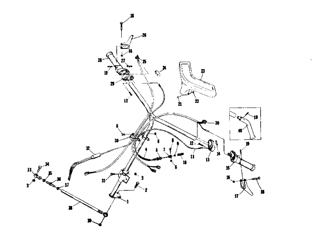 Parts Diagram for Arctic Cat 1975 EL TIGRE' Z 340 SNOWMOBILE STEERING