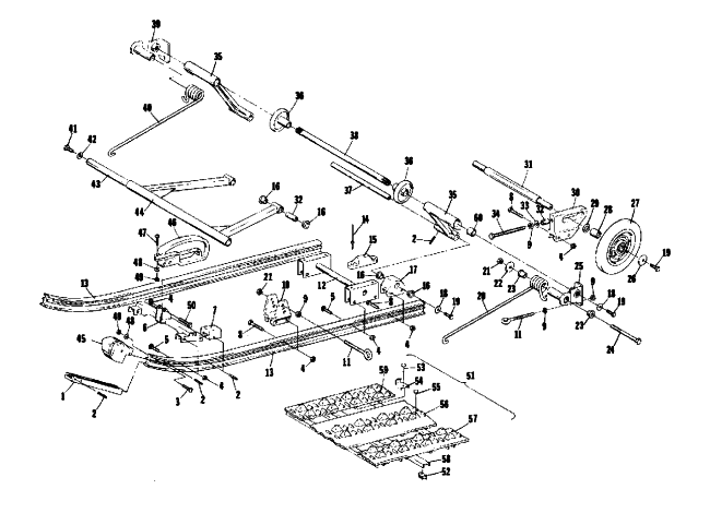 Parts Diagram for Arctic Cat 1975 EL TIGRE' Z 440 SNOWMOBILE UNDERCARRIAGE AND TRACK