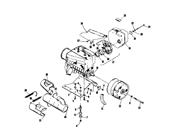 Parts Diagram for Arctic Cat 1975 PANTERA 340 SNOWMOBILE ENGINE AND RELATED PARTS