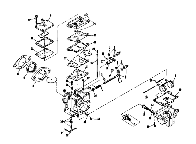 Parts Diagram for Arctic Cat 1975 PANTERA 440 SNOWMOBILE CARBURETOR