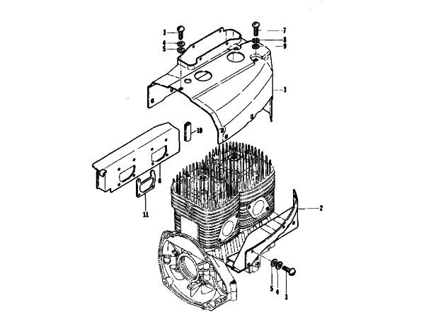 Parts Diagram for Arctic Cat 1975 PANTERA 440 SNOWMOBILE CYLINDER COVER