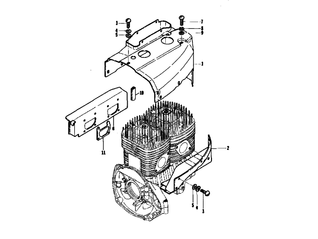 Parts Diagram for Arctic Cat 1975 CHEETAH 340 SNOWMOBILE CYLINDER COVER