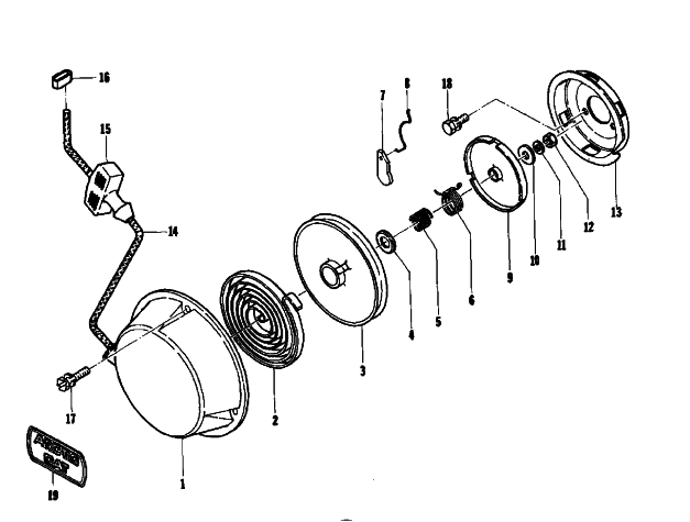 Parts Diagram for Arctic Cat 1975 PANTERA 440 SNOWMOBILE RECOIL STARTER