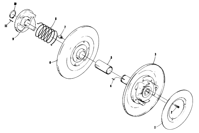 Parts Diagram for Arctic Cat 1976 PANTHER 500 SNOWMOBILE DRIVEN CLUTCH