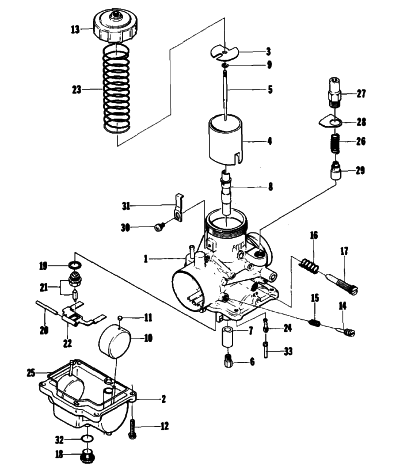 Parts Diagram for Arctic Cat 1976 CHEETAH 440 SNOWMOBILE CARBURETOR