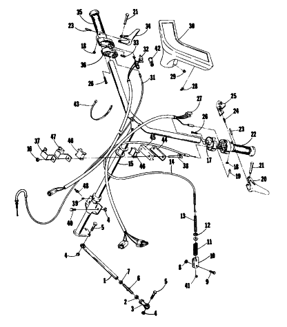 Parts Diagram for Arctic Cat 1976 CHEETAH 500 SNOWMOBILE STEERING