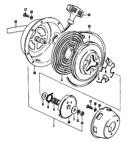 Parts Diagram for Arctic Cat 1976 EL TIGRE 440 SNOWMOBILE RECOIL STARTER