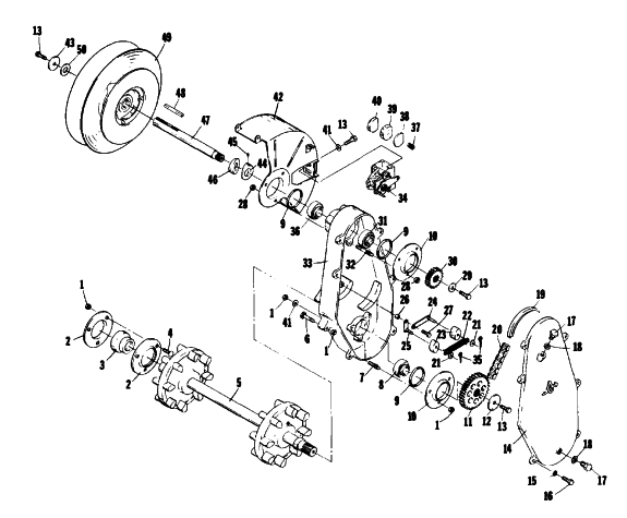 Parts Diagram for Arctic Cat 1976 PANTHER 500 SNOWMOBILE DRIVE TRAIN