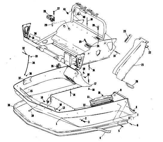 Parts Diagram for Arctic Cat 1976 CHEETAH 500 SNOWMOBILE BELLY PAN AND FRONT FRAME