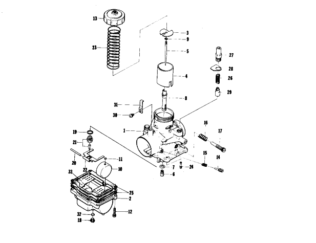 Parts Diagram for Arctic Cat 1976 PANTERA SNOWMOBILE CARBURETOR