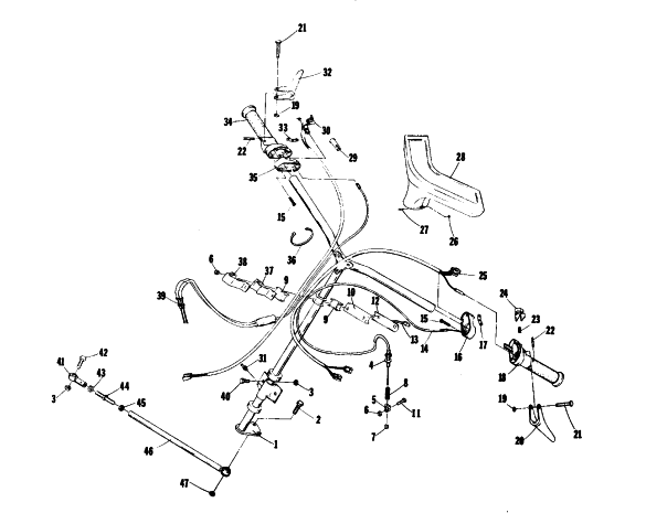 Parts Diagram for Arctic Cat 1976 PANTERA SNOWMOBILE STEERING