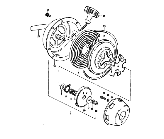 Parts Diagram for Arctic Cat 1976 PANTERA SNOWMOBILE RECOIL STARTER