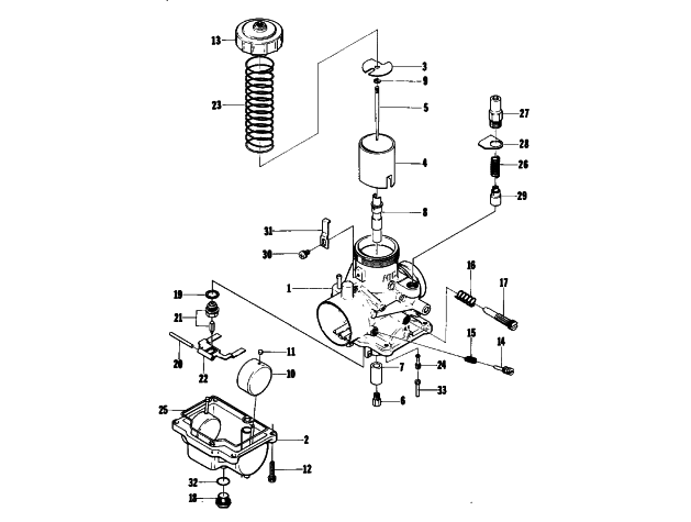 Parts Diagram for Arctic Cat 1976 PANTHER 440 SNOWMOBILE CARBURETOR