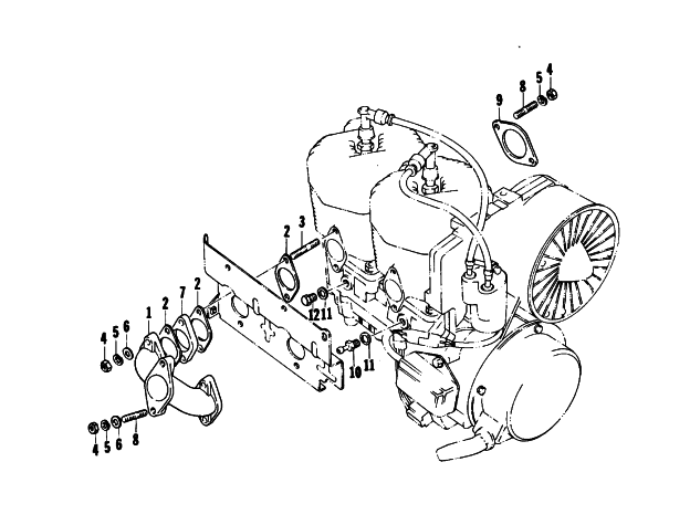 Parts Diagram for Arctic Cat 1976 PANTHER 500 SNOWMOBILE INTAKE MANIFOLD
