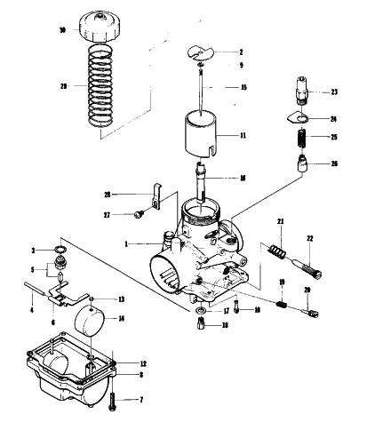 Parts Diagram for Arctic Cat 1976 JAG 340 SNOWMOBILE CARBURETOR