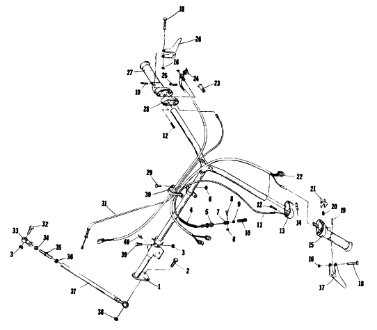 Parts Diagram for Arctic Cat 1976 JAG 340 SNOWMOBILE STEERING