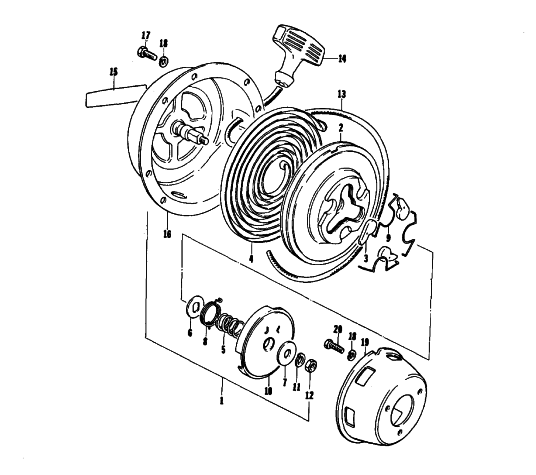 Parts Diagram for Arctic Cat 1976 JAG 275 SNOWMOBILE RECOIL STARTER